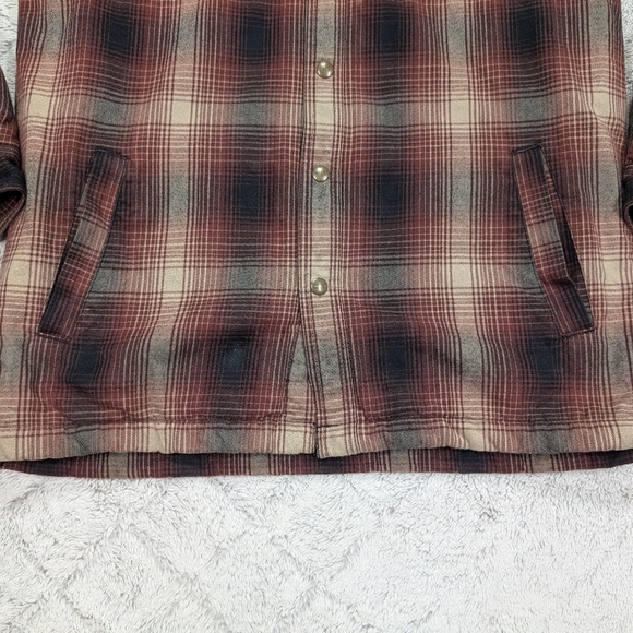 Carhartt Jacket Mens M Gray Red Cedar Plaid Hubbard Sherpa Lined Flannel Shirt - Picture 3 of 8